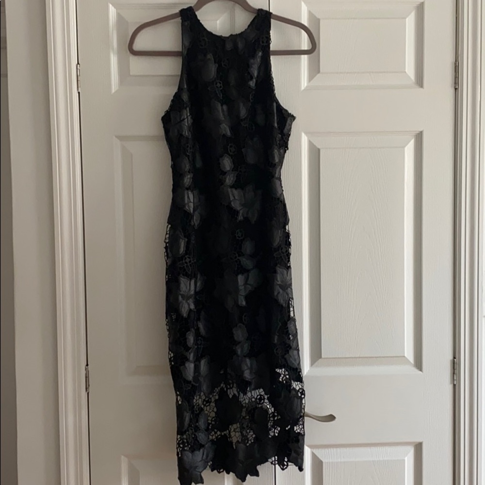 Alexia Admor Floral Lace Leather Dress